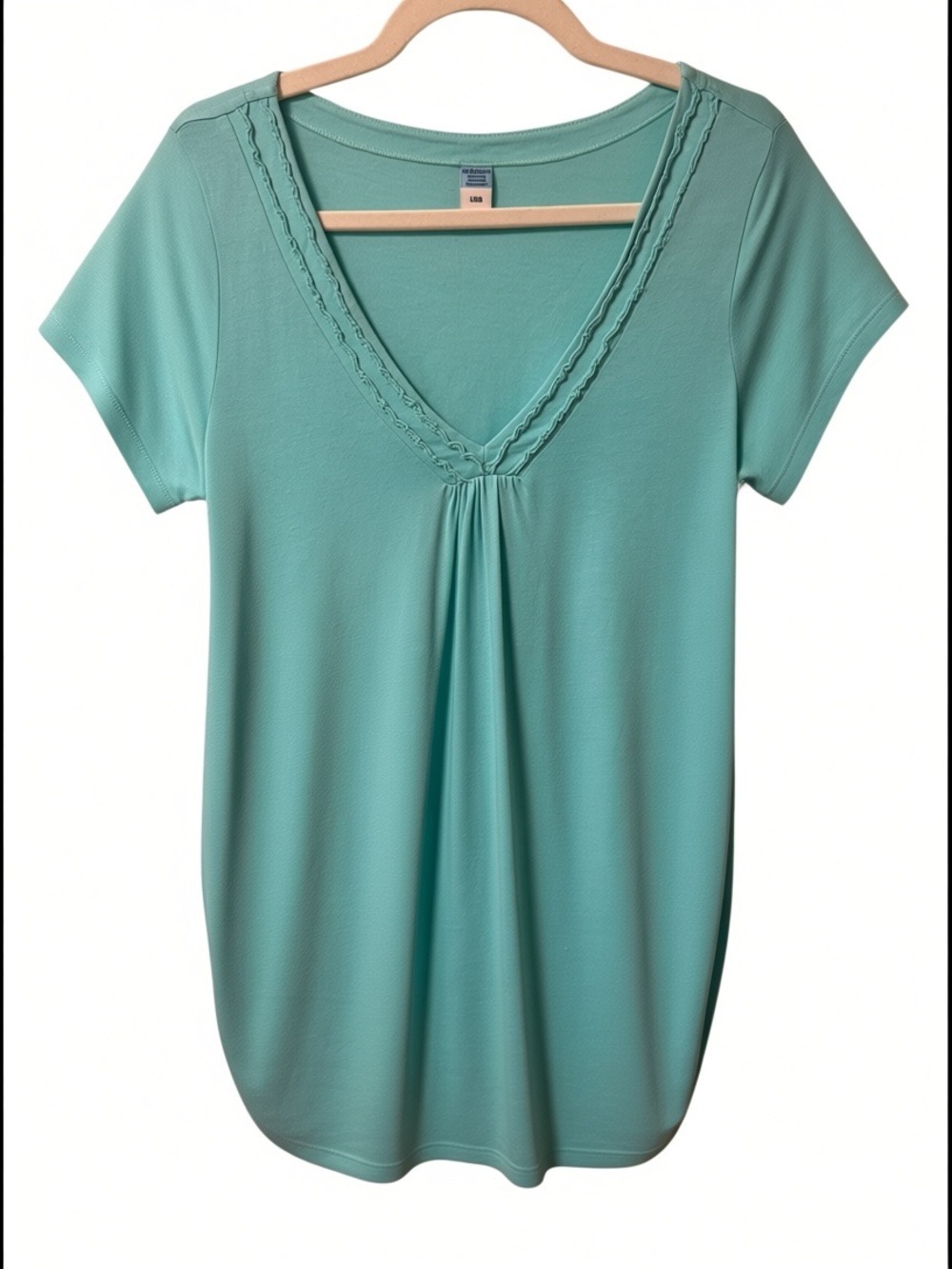 Old Navy Maternity Top Short Sleeve V Neck Large Teal Aqua T Shirt